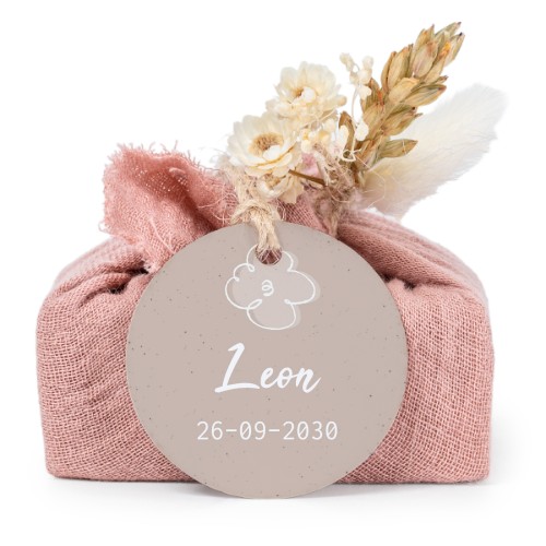 Såper i rosa stoffinnpakninger med rundt merke (sett à 6)