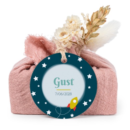 Pink cotton wrapped soaps with round label (6 pcs)