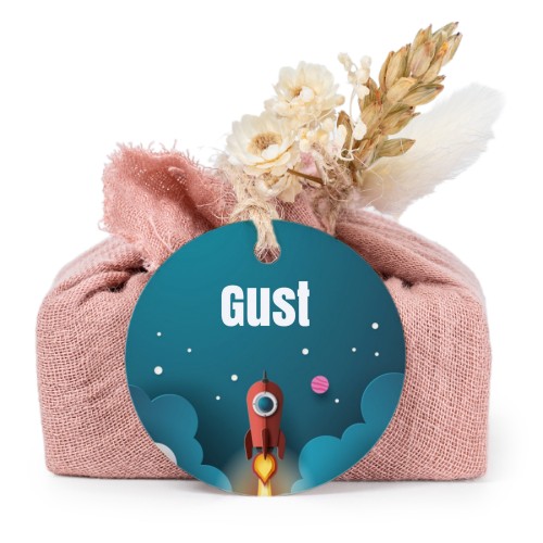 Pink cotton wrapped soaps with round label (6 pcs)