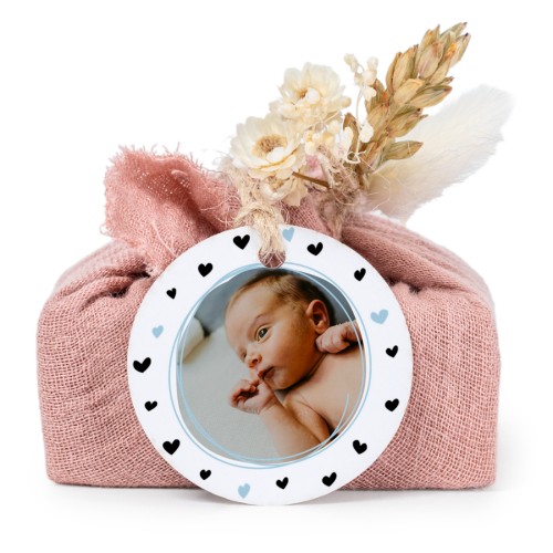 Pink cotton wrapped soaps with round label (6 pcs)