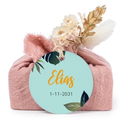 Tvålar i rosa tygförpackningar med rund etikett (6 st)