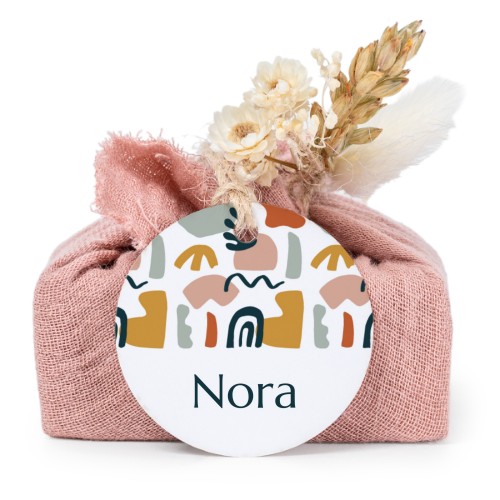 Lot de 6 savons avec emballage en coton rose et étiquettes rondes