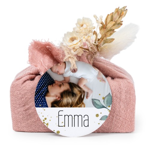 Lot de 6 savons avec emballage en coton rose et étiquettes rondes