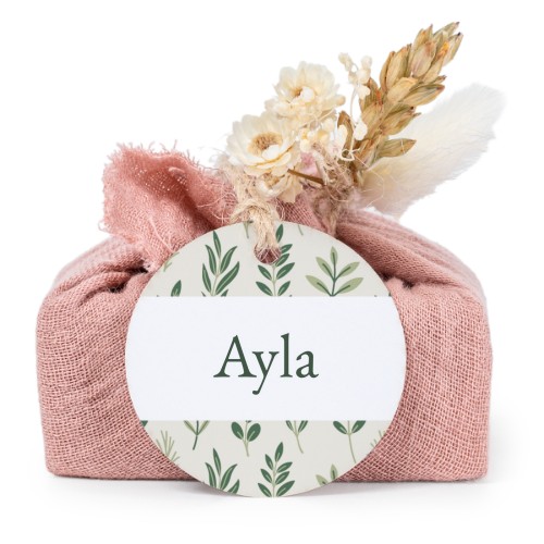 Pink cotton wrapped soaps with round label (6 pcs)