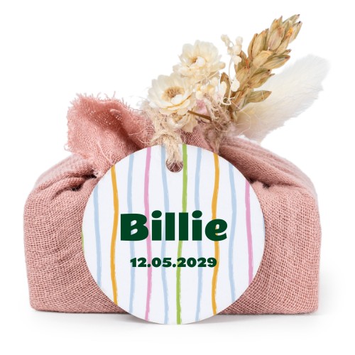 Zeepjes in roos tetra doekje met rond label (set van 6)