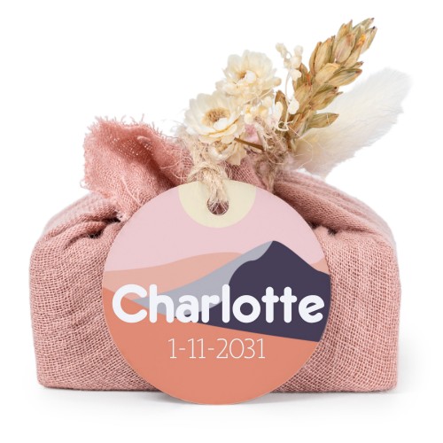 Pink cotton wrapped soaps with round label (6 pcs)