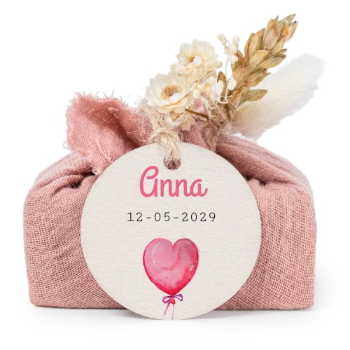 Tvålar i rosa tygförpackningar med rund etikett (6 st)