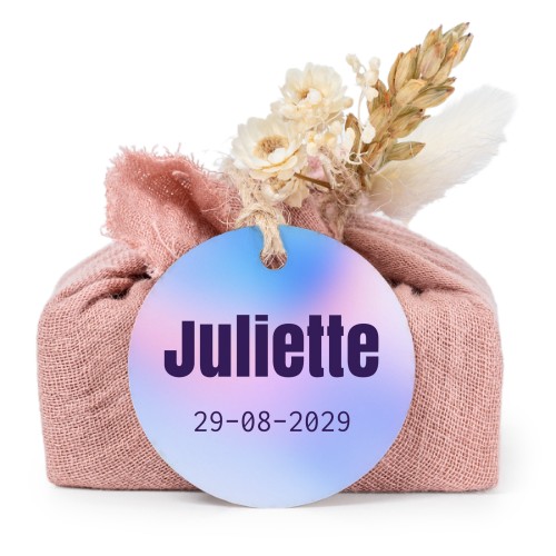 Zeepjes in roos tetra doekje met rond label (set van 6) Zeepjes in roos tetra doekje met rond label (set van 6)