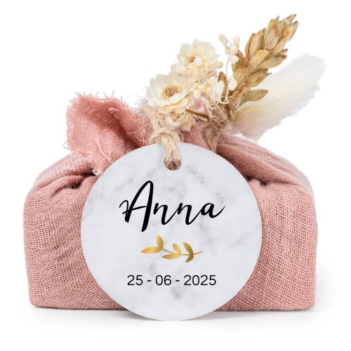 Pink cotton wrapped soaps with round label (6 pcs)