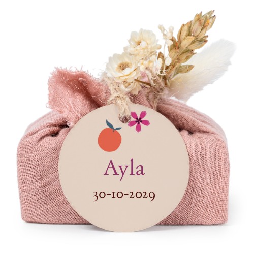 Pink cotton wrapped soaps with round label (6 pcs)