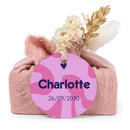 Pink cotton wrapped soaps with round label (6 pcs)