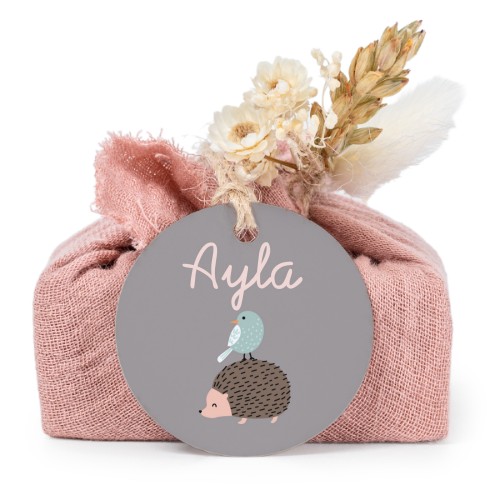 Pink cotton wrapped soaps with round label (6 pcs)