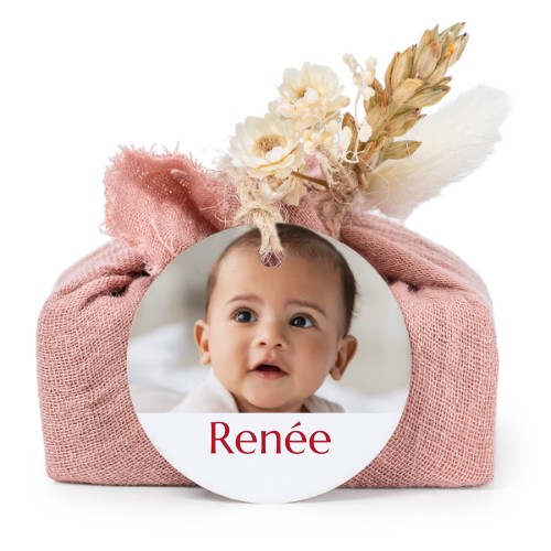 Zeepjes in roos tetra doekje met rond label (set van 6)