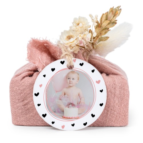 Pink cotton wrapped soaps with round label (6 pcs)