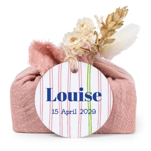 Zeepjes in roos tetra doekje met rond label (set van 6)