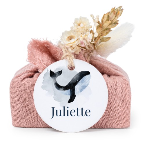 Pink cotton wrapped soaps with round label (6 pcs)