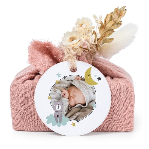 Pink cotton wrapped soaps with round label (6 pcs)