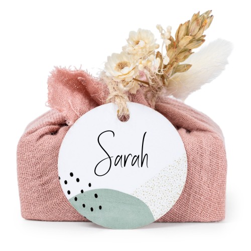 Pink cotton wrapped soaps with round label (6 pcs)