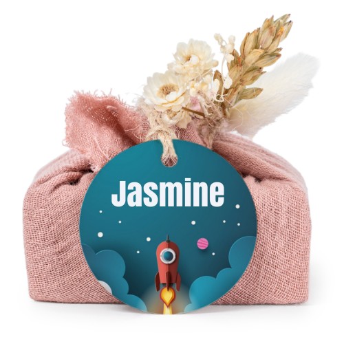 Pink cotton wrapped soaps with round label (6 pcs)