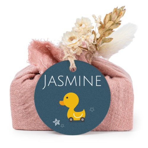 Tvålar i rosa tygförpackningar med rund etikett (6 st)