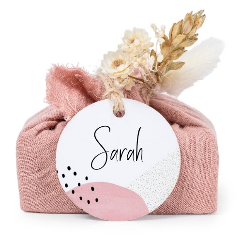 Pink cotton wrapped soaps with round label (6 pcs)