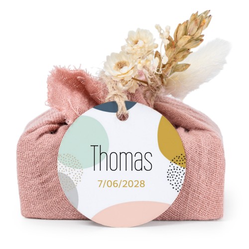 Pink cotton wrapped soaps with round label (6 pcs)