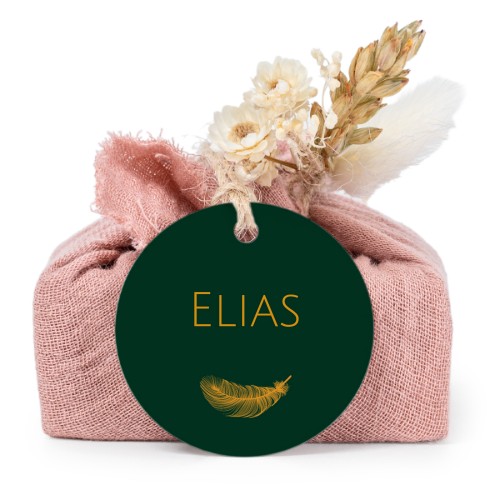 Tvålar i rosa tygförpackningar med rund etikett (6 st)