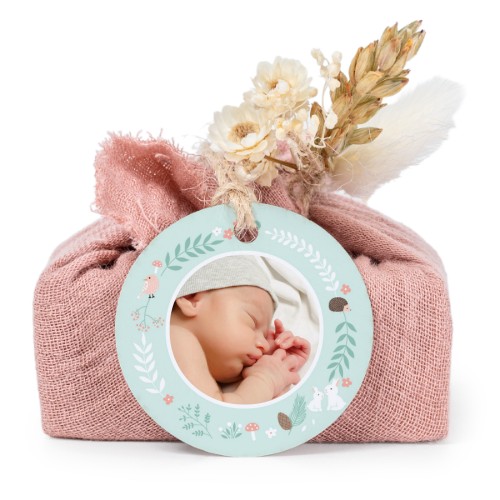 Lot de 6 savons avec emballage en coton rose et étiquettes rondes