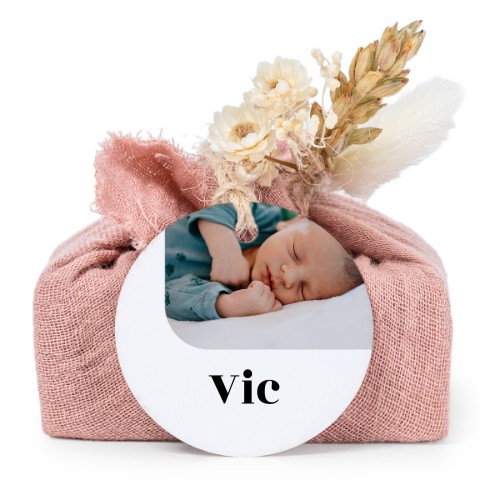 Pink cotton wrapped soaps with round label (6 pcs)