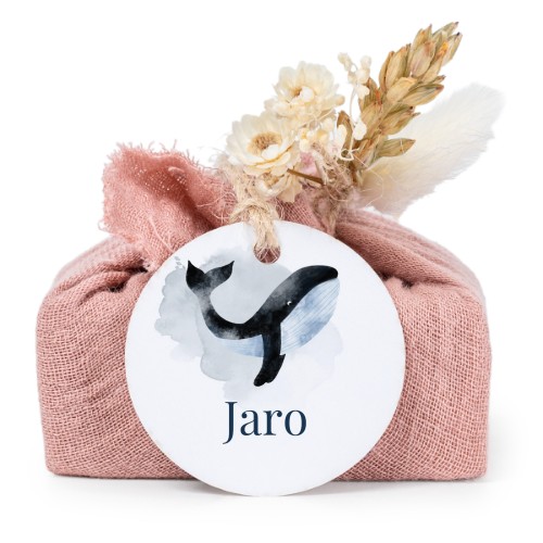 Pink cotton wrapped soaps with round label (6 pcs)