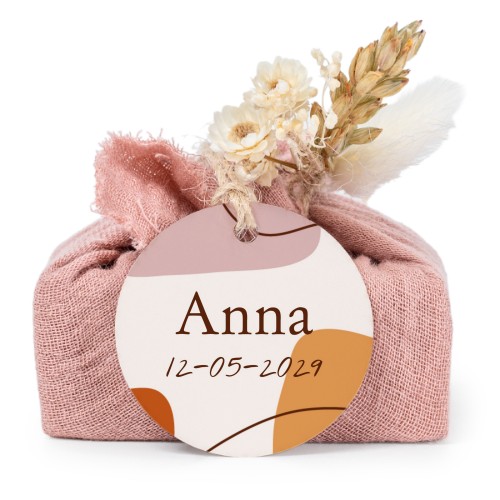 Lot de 6 savons avec emballage en coton rose et étiquettes rondes