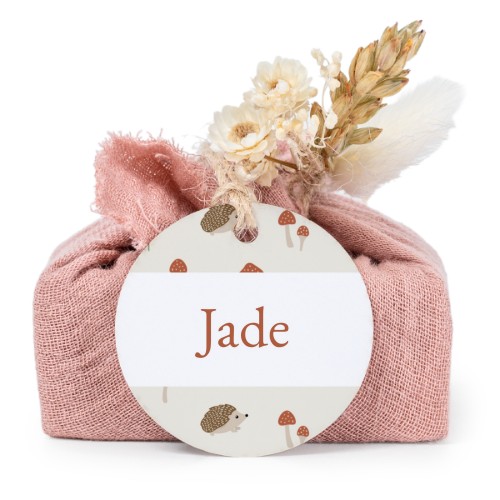 Lot de 6 savons avec emballage en coton rose et étiquettes rondes