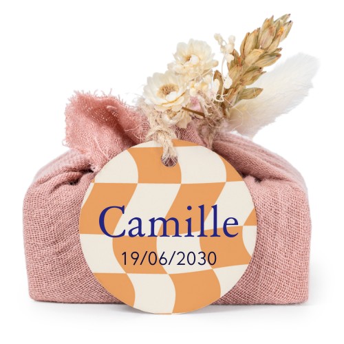 Lot de 6 savons avec emballage en coton rose et étiquettes rondes