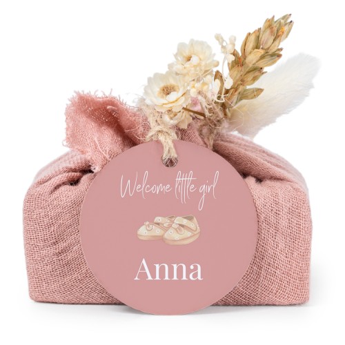 Pink cotton wrapped soaps with round label (6 pcs)
