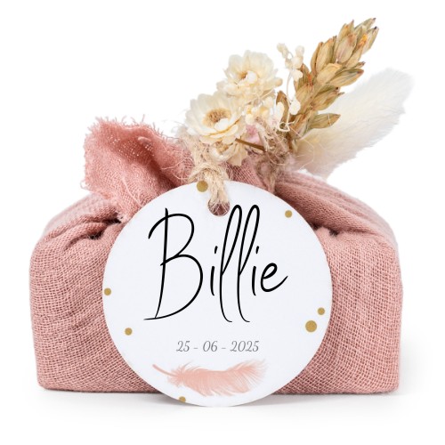 Lot de 6 savons avec emballage en coton rose et étiquettes rondes