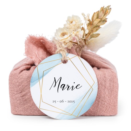 Pink cotton wrapped soaps with round label (6 pcs)