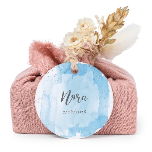 Lot de 6 savons avec emballage en coton rose et étiquettes rondes