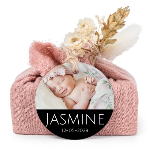 Zeepjes in roos tetra doekje met rond label (set van 6)