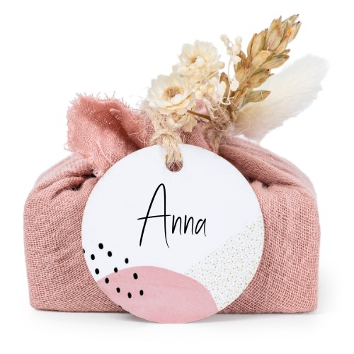 Pink cotton wrapped soaps with round label (6 pcs)