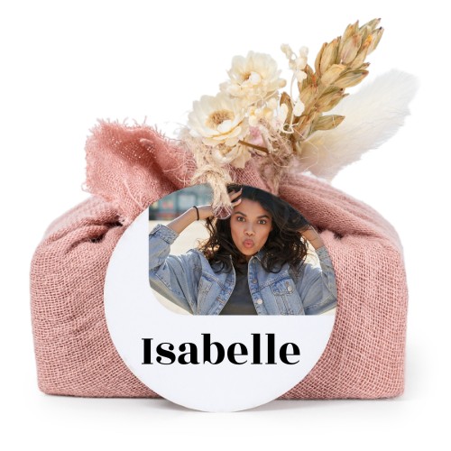 Lot de 6 savons avec emballage en coton rose et étiquettes rondes