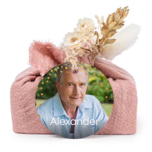 Pink cotton wrapped soaps with round label (6 pcs)