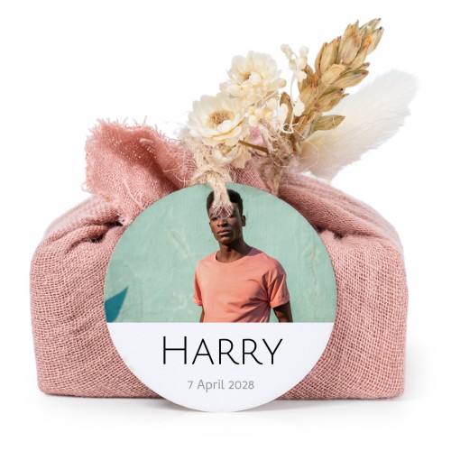 Zeepjes in roos tetra doekje met rond label (set van 6)