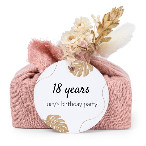 Lot de 6 savons avec emballage en coton rose et étiquettes rondes