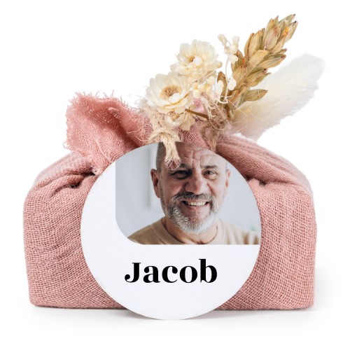 Lot de 6 savons avec emballage en coton rose et étiquettes rondes