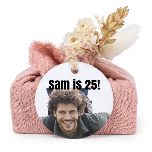 Pink cotton wrapped soaps with round label (6 pcs)