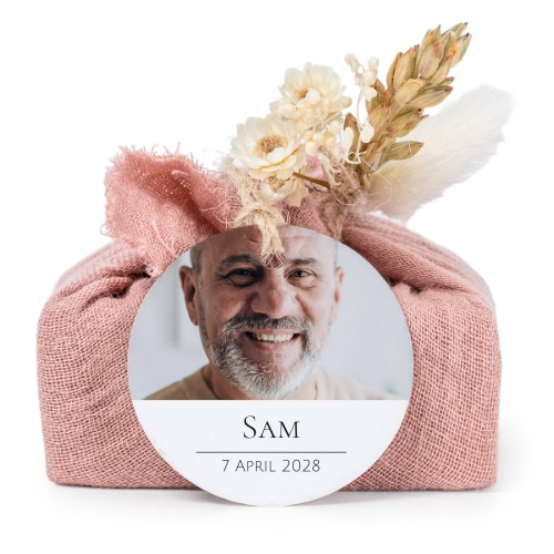 Sæber i lyserøde stofindpakninger med rundt mærke (sæt á 6)