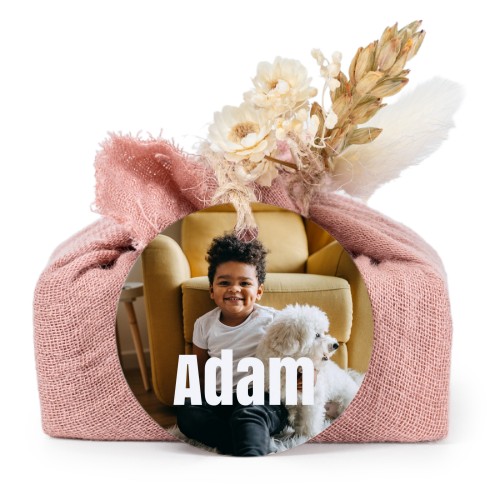 Pink cotton wrapped soaps with round label (6 pcs)