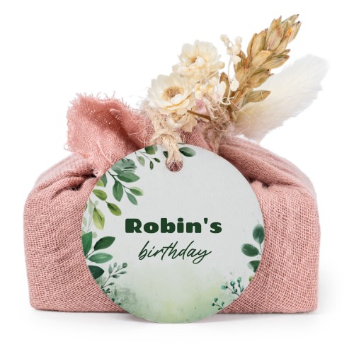 Lot de 6 savons avec emballage en coton rose et étiquettes rondes