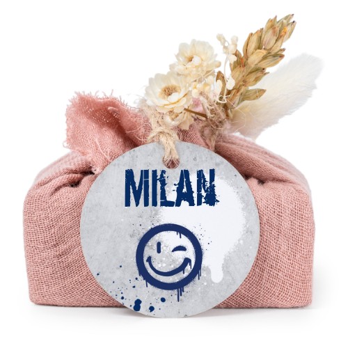 Lot de 6 savons avec emballage en coton rose et étiquettes rondes