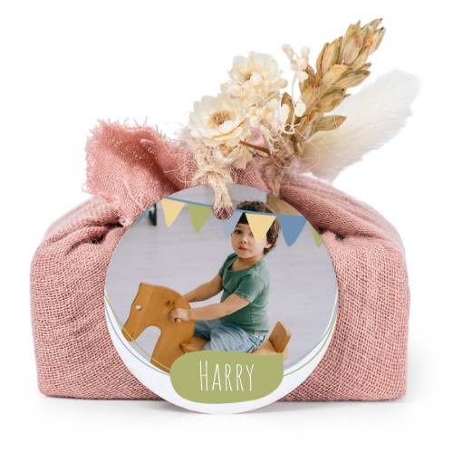 Pink cotton wrapped soaps with round label (6 pcs)